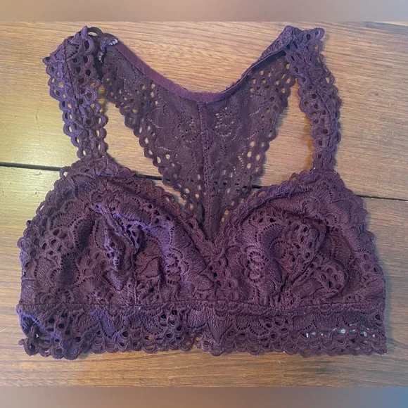 BUNDLE 4 Aerie Lace Bralettes Razorback (Black, White, Light Pink, Maroon) - Picture 6 of 12